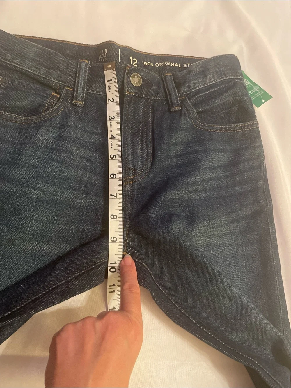 GAP Kids Dark Blue ‘90s Original Straight Jeans Subtle Distressing, NWT, Size 12